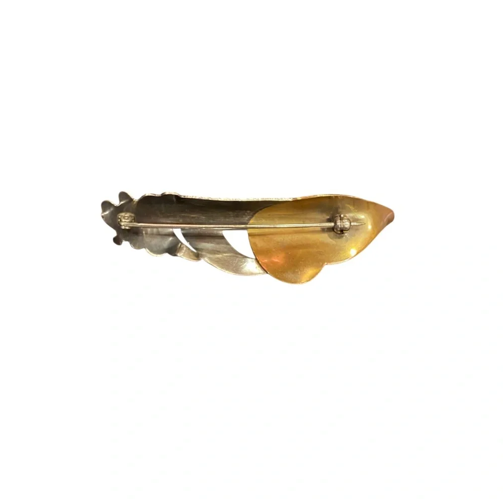 Vintage Artisan Sterling Silver Feather Pin Brooch Possibly By Grainger McKoy
